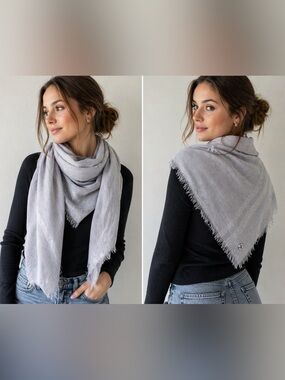 Calvin Klein Gray Lightweight Scarf Cozy Logo Soft Office Mother’s Day Gift Wrap
